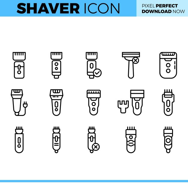 Conjunto de iconos de máquina de afeitar vectorial
