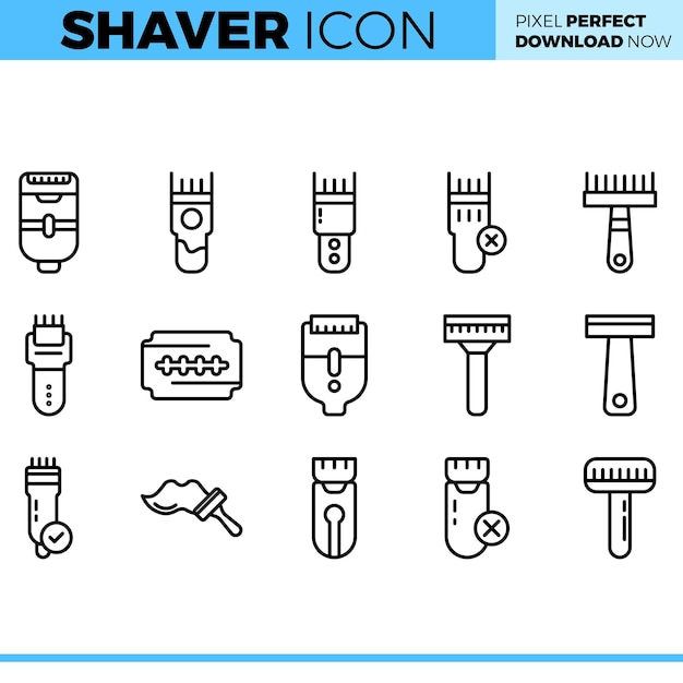 Conjunto de iconos de máquina de afeitar vectorial
