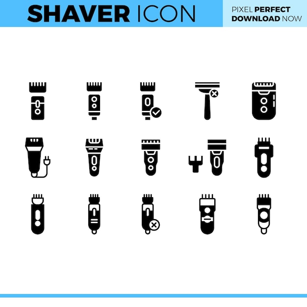 Conjunto de iconos de máquina de afeitar vectorial