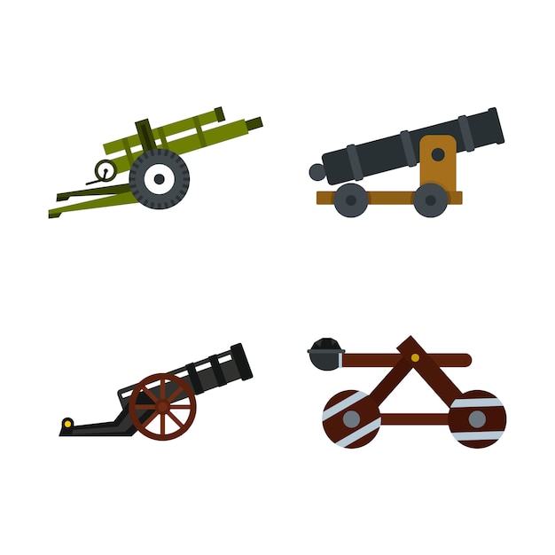 Vector conjunto de iconos de la máquina de asalto. conjunto plano de colección de iconos de vector de máquina de asalto aislado