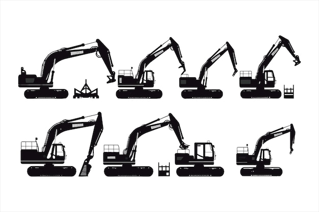 Conjunto de iconos de máquinas de construcción