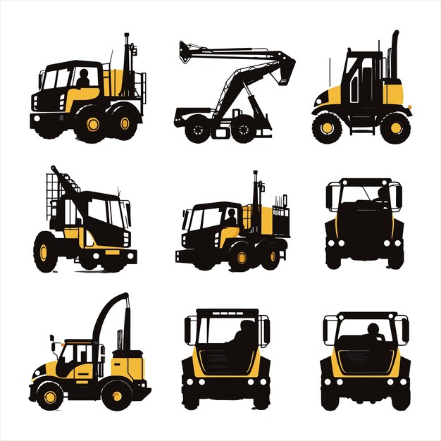 Conjunto de iconos de máquinas de construcción