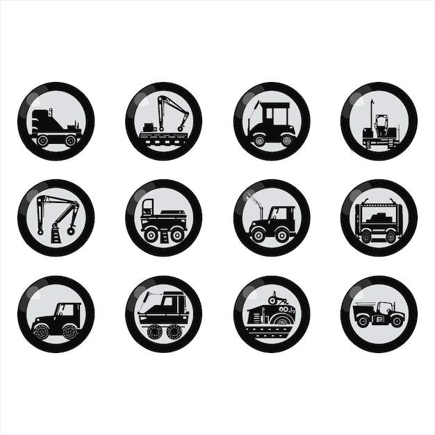 Conjunto de iconos de máquinas de construcción