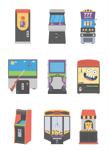 Vector conjunto de iconos de máquinas tragamonedas