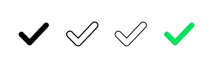 Conjunto de iconos de marca de verificación Conjunto de diferentes estilos de iconos de marca de verificación Iconos vectoriales