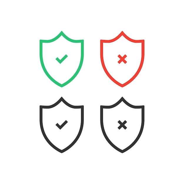 Conjunto de iconos de marca de verificación de escudo Ilustración vectorial