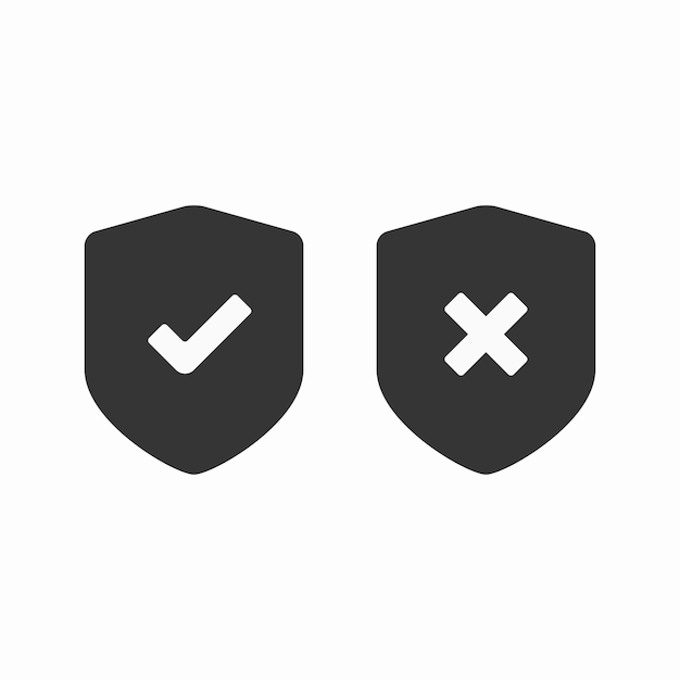 Conjunto de iconos de marca de verificación de escudo Ilustración vectorial