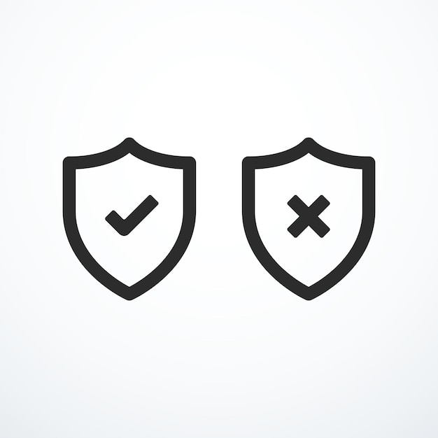 Conjunto de iconos de marca de verificación de escudo Ilustración vectorial