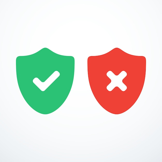 Conjunto de iconos de marca de verificación de escudo Ilustración vectorial