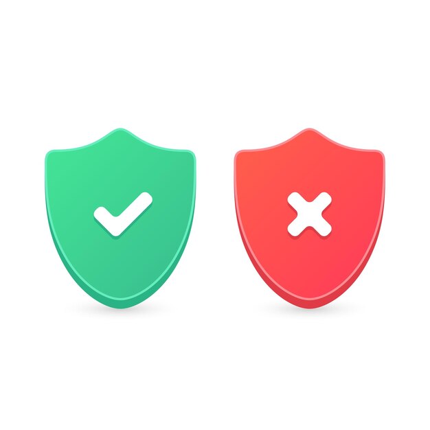 Conjunto de iconos de marca de verificación de escudo Ilustración vectorial