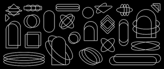 Conjunto de iconos de marco Colección de marcos lineales Marcos decorativos Iconos vectoriales de estilo de línea delgada