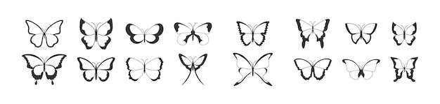 Conjunto de iconos de mariposa símbolo de ilustración animal magnífico alado vector de mariposas de signo