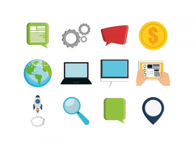 Conjunto de iconos de marketing digital aislado