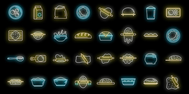 Conjunto de iconos de masa neón vectorial