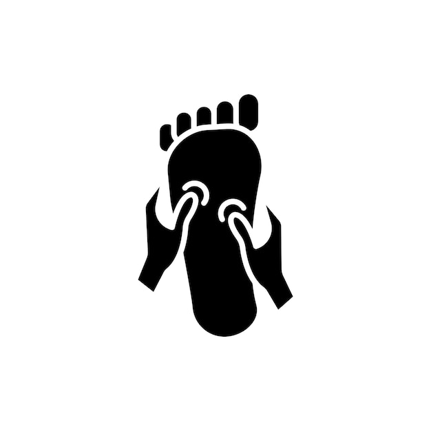 Conjunto de iconos de masaje de pies de reflexología Símbolo vectorial de huella terapéutica en un estilo negro lleno y delineado Signo de terapia de pies de relajación