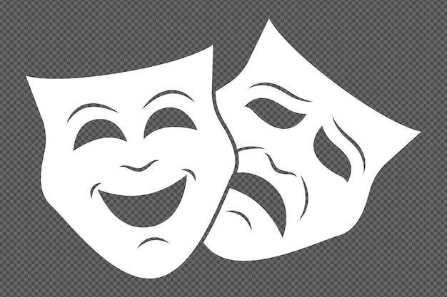 Conjunto de iconos de máscaras de teatro aisladas por vectores