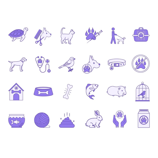 Conjunto de iconos de mascotas de colores