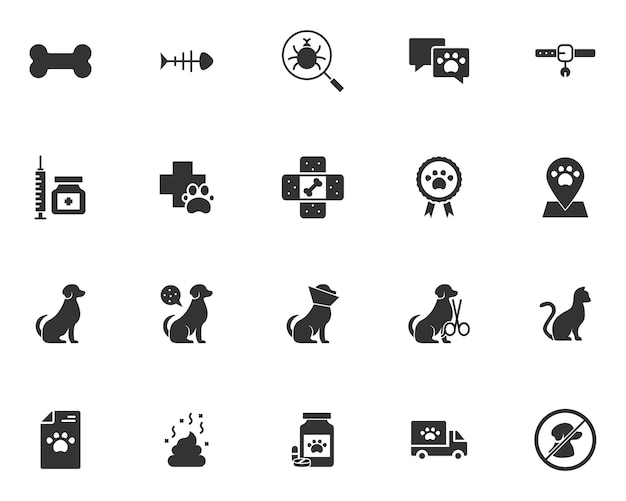 conjunto de iconos de mascotas perro gato