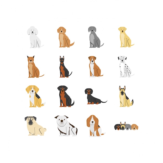 Conjunto de iconos de mascotas perros aislados