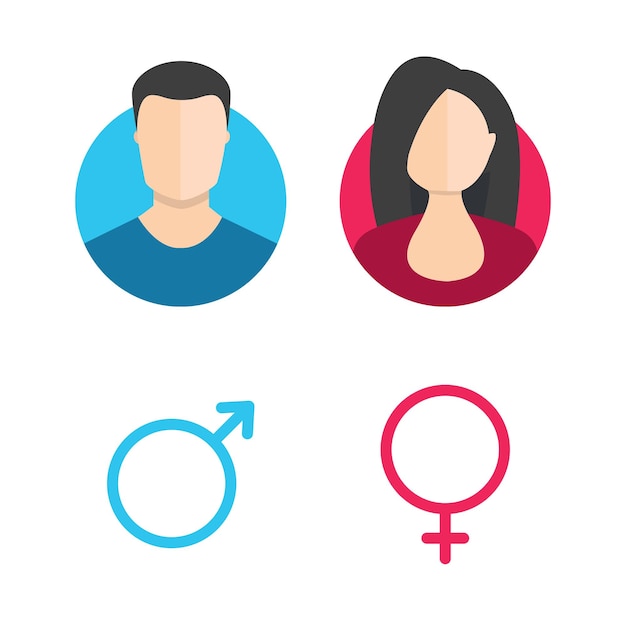 Vector conjunto de iconos masculinos y femeninos símbolos de wc de niño y niña avatar de usuario de hombre y mujer vector