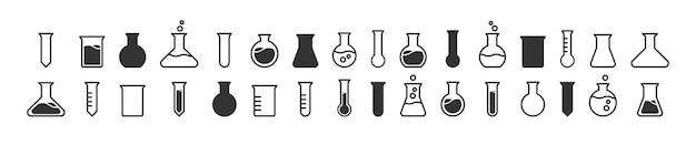 Conjunto de iconos de matraz químico Iconos de laboratorio de ciencia Icono de química Ilustración vectorial