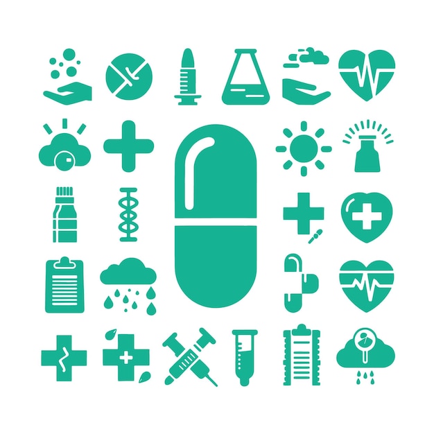 El conjunto de iconos de medicina integral es ideal para presentaciones médicas