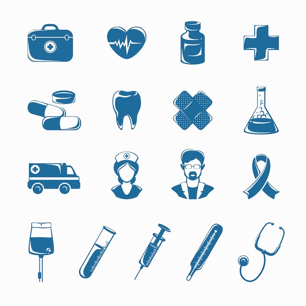 Vector conjunto de iconos de medicina