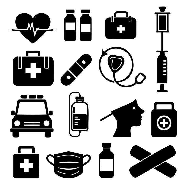 Conjunto de iconos médicos y de atención médica Diseño moderno y minimalista