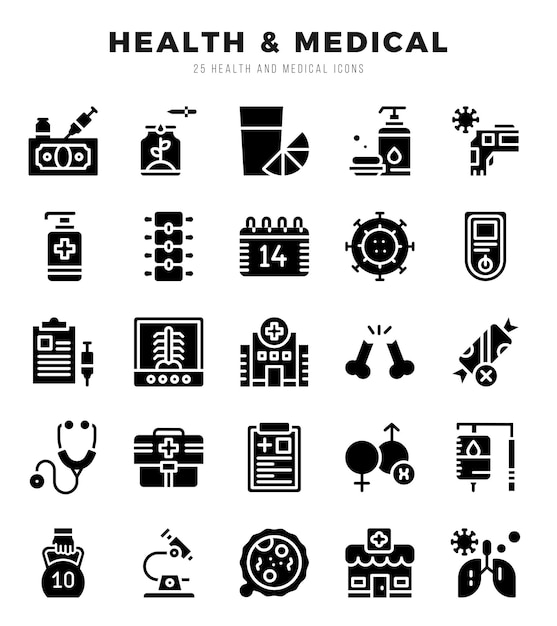 Vector conjunto de iconos médicos de salud ilustración vectorial