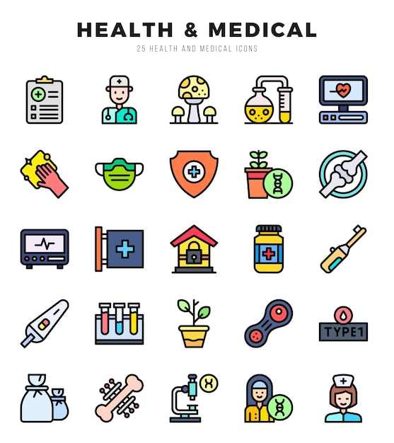 Conjunto de iconos médicos de salud Ilustración vectorial