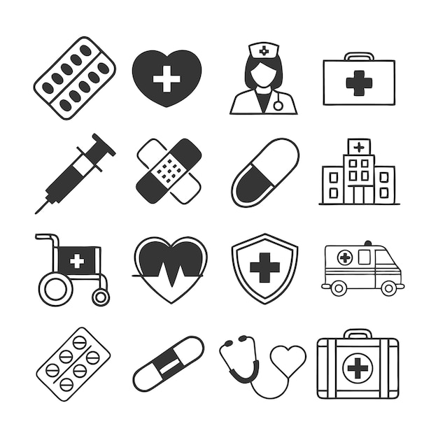 Conjunto de iconos médicos y de salud