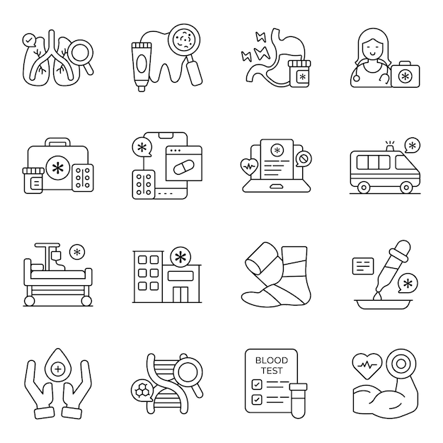 Conjunto de iconos médicos y de salud