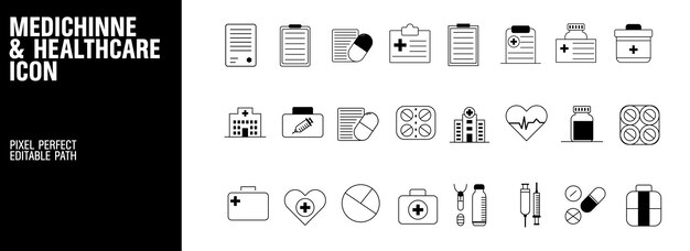 Conjunto de iconos médicos y sanitarios Diseño vectorial de símbolos profesionales
