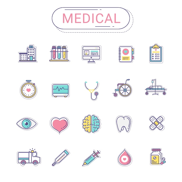 Vector conjunto de iconos médicos