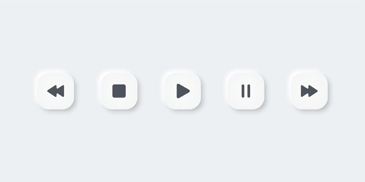 Vector conjunto de iconos de medios de música. reproducir, pausar, detener