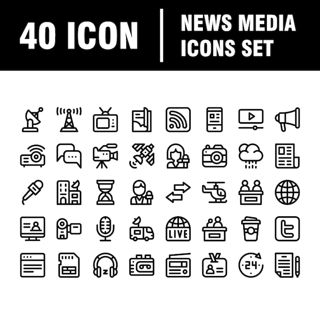 Conjunto de iconos de medios simples. Ícono de medios universal para usar en la interfaz de usuario web y móvil