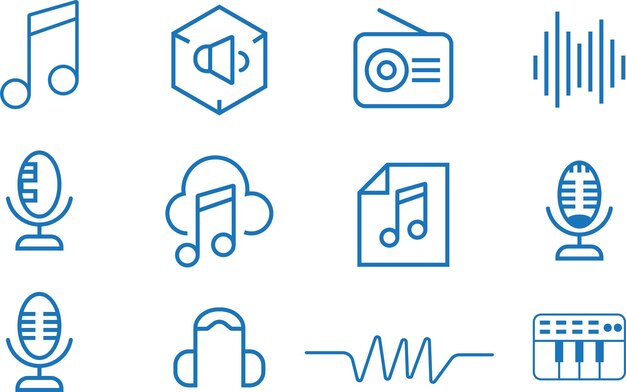 Vector conjunto de iconos de medios