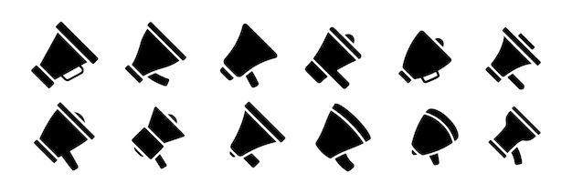 Conjunto de iconos de megáfono negro colección de iconos de altavoz conjunto de iconos de altavoz de anuncio iconos de megáfono vectorial para promoción