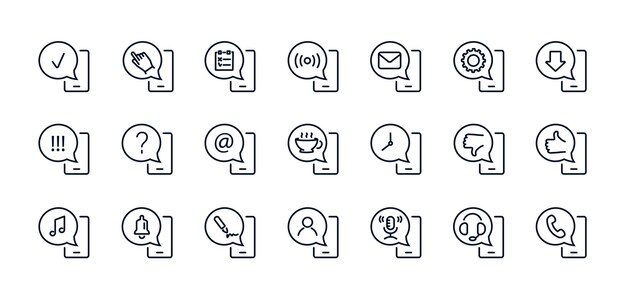 Un conjunto de iconos de mensaje y advertencia
