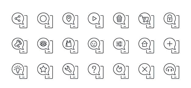 Un conjunto de iconos de mensaje y advertencia