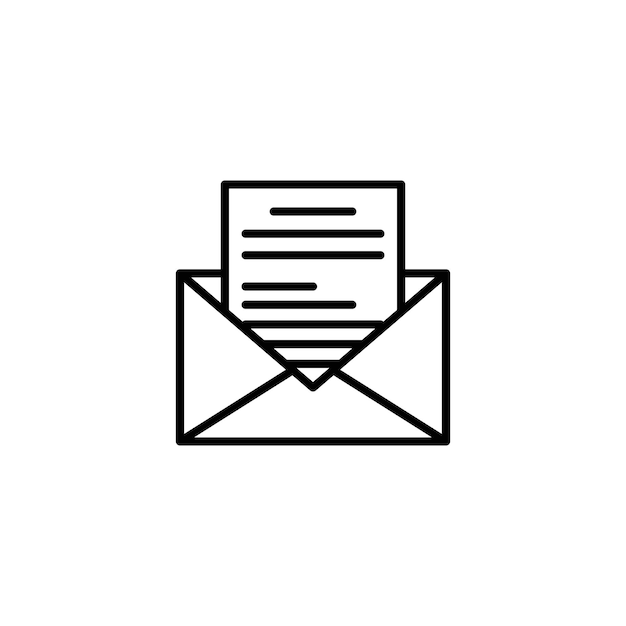 Conjunto de íconos de mensaje Símbolo vectorial de sobre de correo electrónico en un signo de flujo de comunicación de estilo negro lleno y delineado