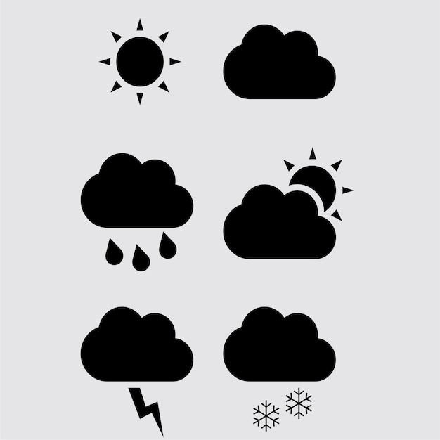 Conjunto de iconos meteorológicos vector negro