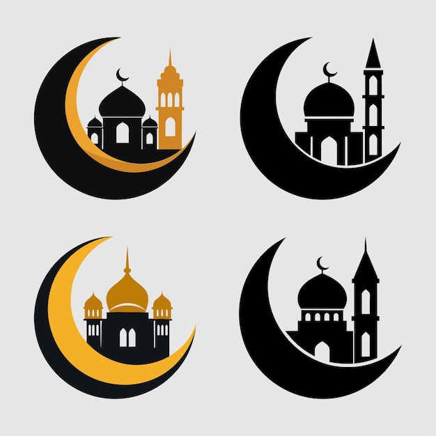Conjunto de íconos de la mezquita Conjunto vectorial de iconos de la mesquita