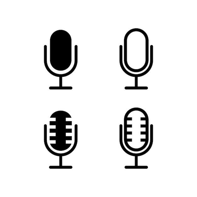 Conjunto de iconos de micrófono Ilustración sencilla de iconos vectoriales de microfonos para la web