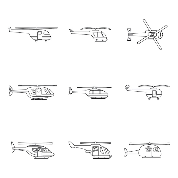 Conjunto de iconos militares helicóptero