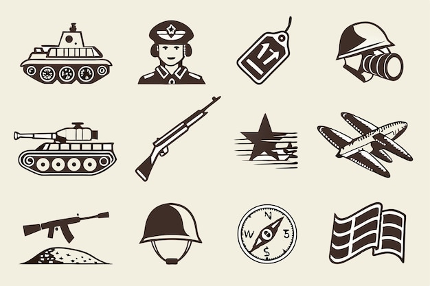 Conjunto de iconos militares