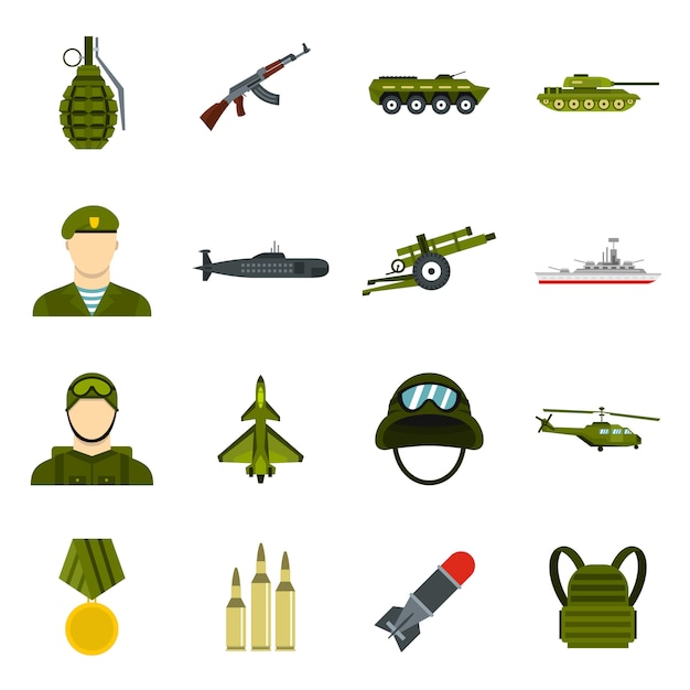 Conjunto de iconos militares
