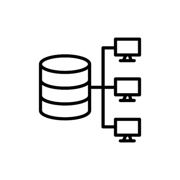 Conjunto de iconos de minería de datos Análisis de datos del servidor de computación en un estilo de relleno y contorneado en negro