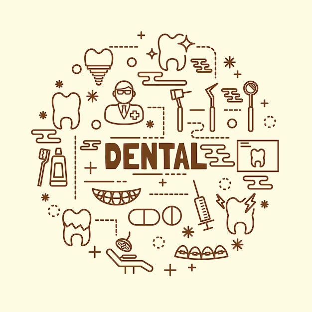 conjunto de iconos mínimos ola dental mínima