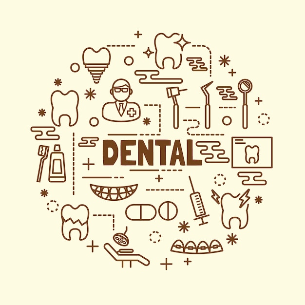 Conjunto de iconos mínimos ola dental mínima